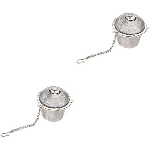 2Pcs Stainless Steel Tea Infuser With Lid And Chain Hook 2