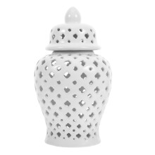 3Pcs Hollow Out Ceramic Flower Storage Vase White Home Decor