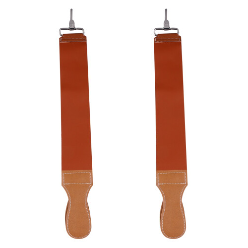 2Pièces Courroies Affûtage Cuir Marron Pour Rasoir Et Ciseaux 1