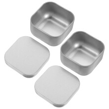 4Pcs Metal Candle Tins Square DIY Candle Jars Silver Storage Boxes