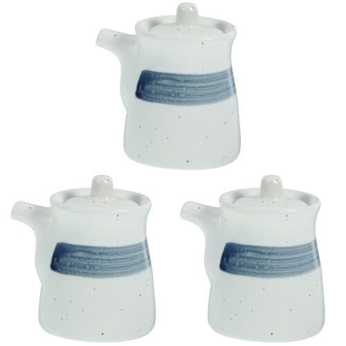 3Pcs Ceramic Vinegar Holders White Heat-Resistant Sauce Containers 2