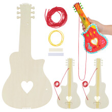 16 Pcs Blank Wooden Guitar For Kids Diy Painting Music Education Fun