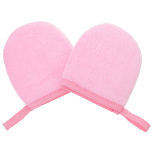 6Pcs Soft Pink Tanning Gloves Plush Mitt Self Tanner Application