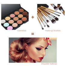 3Pcs Assorted Color Concealer Makeup Palette with Bamboo Nylon Brushes