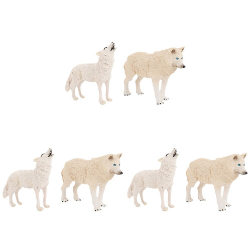 6Pcs White Animal Simulation Model Wolf Teaching Toy for Kids 1