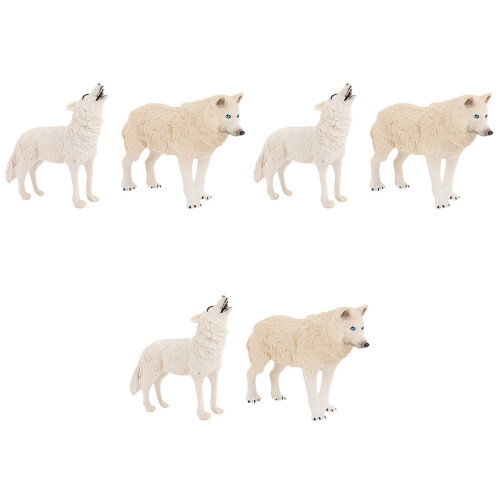 6Pcs White Animal Simulation Model Wolf Teaching Toy for Kids 2