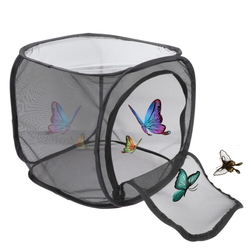 5Pcs Foldable Black Viewing Cage Breathable Insects Cage for Home