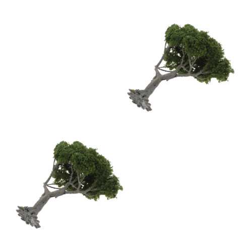 2Pcs High Simulation Miniature Olive Green Trees for Sand Table Decor 2
