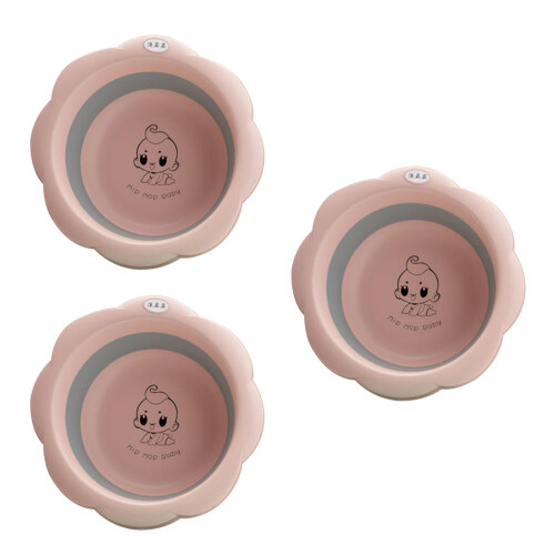 3Pcs Pink Folding Wash Basins Large Capacity Durable 2