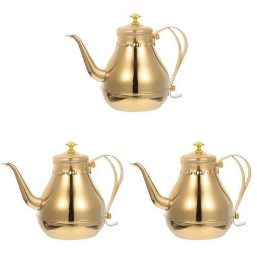 3Pcs Stainless Steel Heating Kettle with Tea Strainer Golden 2