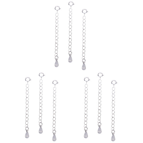 9 Pcs Sterling Silver Adjustable Extender Chain For Bracelets Diy 1