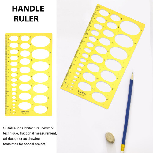 2Pcs Ellipse Draft Rulers Plastic Template For School Office 2