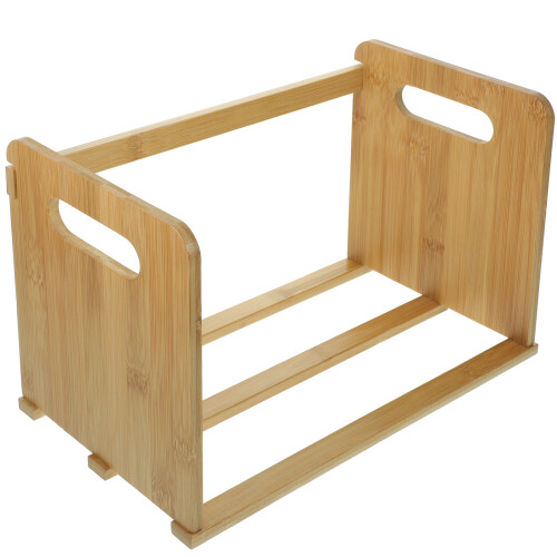 3Pcs Practical Khaki Wood Desktop Bookcase Vinyl Record Storage Holder 2