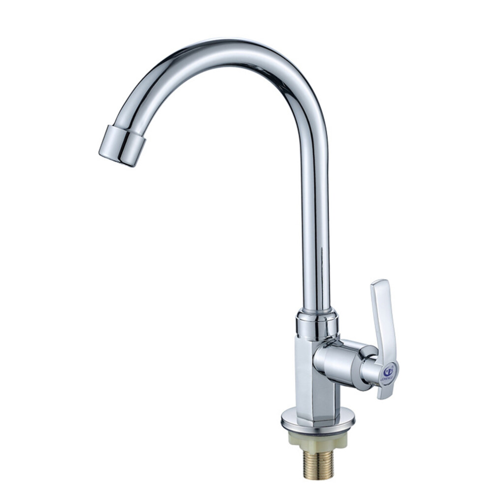 3Pcs Silver Kitchen Faucet Vertical Zinc Alloy Single Lever Tap 3631600030059