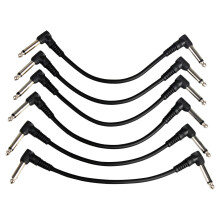 12Pcs Black Electric Guitar Bass Keyboard Cables Right Angle Durable