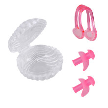 2 Pack Waterproof Silicone And Nose Clip For Swimming Pink