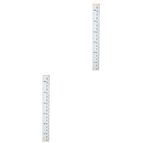 2Pcs Kids Height Measurement Ruler Grey Removable Wall Hanging Chart 2