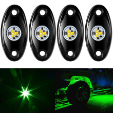 4 Pods Green LED Rock Light Kit Waterproof Shockproof for ATV SUV Truck Offroad Underglow