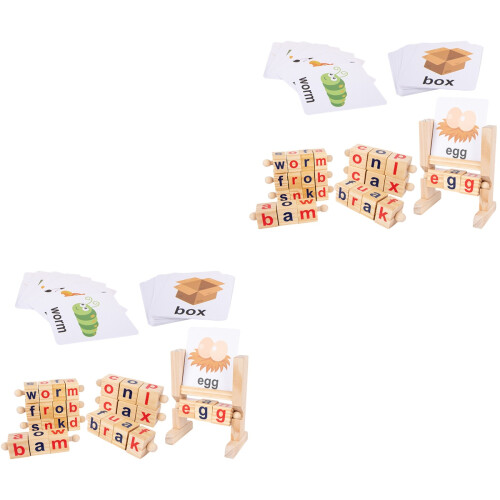 2 Sets Rotating Letter Blocks Flash Cards Learning Toys 2