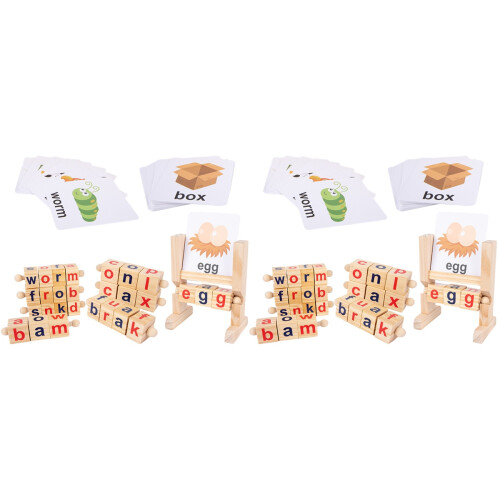 2 Sets Rotating Letter Blocks Flash Cards Learning Toys 1