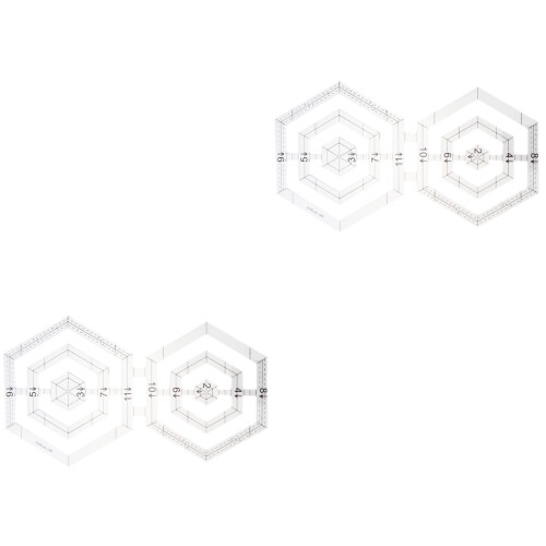 2Pcs Double Hexagon Quilting Ruler Acrylic Transparent Sewing Tool 2