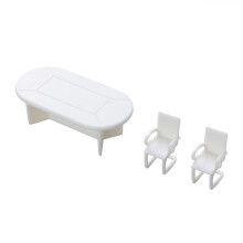7Pcs Meeting Chair Toys Kit White Plastic Mini Table Model Decoration