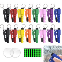 3in1 Car Emergency Escape Tool with Window Breaker, Seat Belt Cutter and Keychain, 16 Pack Multicolor