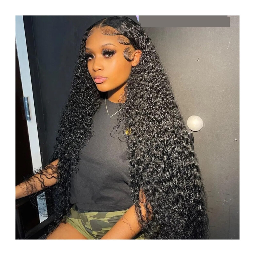 Unisex 13X4 Curly Human Hair Lace Front Wig 18 Inches 150% Density Wet And Wavy Preplucked Natural Hairline