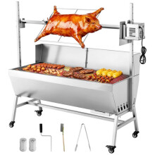 Churrasqueira a Carvão-Duoku-Tournebroche Elétrico 38 W-Rotisserie a Carvão de Madeira-Capacidade 60 kg-Ajustável em 4 Alturas