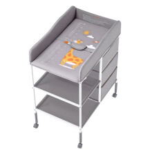 Draagbare Commode-Duoku-3 Stoffen Lades en Vergrendelbare Wielen-Multifunctioneel Meubel-Grijs