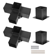 Kit de supports pour pergola - DUOKU - SSA2E2 - 92x92 mm - Acier au carbone - RevĂŞtement poudre noir