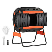 Compostor de Jardim Rotativo-Duoku-Bac de Compostagem 200 L-Câmara Dupla-para Resíduos de Cozinha e de Jardim