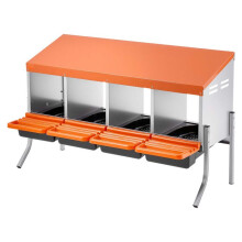 Pondoir à Poules-Duoku-4 Compartiments-Acier Galvanisé et Plastique-avec Pieds de Support-106x52,5x67,5 cm