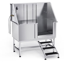 Baignoire en Acier Inoxydable pour Animaux-Duoku-127 cm-Équipée d'un Escalier, Panneau de Filtration-Droite