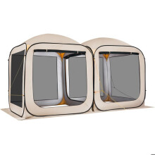 Pop-up-hyttyspesä Duoku 366x182,5x220 cm - 2-in-1 taitettava suoja - kuljetuslaukun ja kiinnitysnokkien kanssa