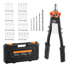 Rivettatrice manuale per rivetti ciechi - DUOKU - DY-8306 - Kit 230 rivetti - 5 punte 2,4–6,4mm - Manico TPR