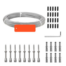 Cable de Acero Inoxidable-Duoku-3,2 mm x 12,2 m-Kit de Hilo Trenzado en Inox 316-Resistencia a la Tracción de 7,1 kN-Estructura 7x7 Hilos
