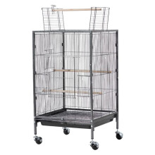 Gabbia per uccelli - DUOKU - Modello 35 - 46x46x77 cm - Tetto piatto apribile - Ruote 360 con freni