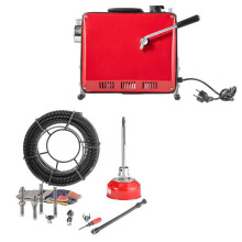 Furet Électrique pour Canalisations-Duoku-500 W 1400 tr/min-avec Câble à Ressort en Acier-8 Outils de Coupe