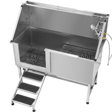 Baignoire pour Animaux - DUOKU - K2E01014 (150 cm) - Acier inoxydable - Escalier &amp; porte latérale - Panneau de filtration