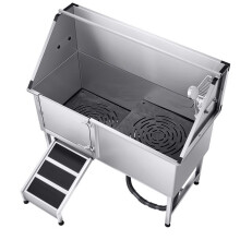 Baignoire pour chiens - DUOKU - K2E01011 - Acier inoxydable 304 - Rampe & filtre à eau - Capacité 200 kg