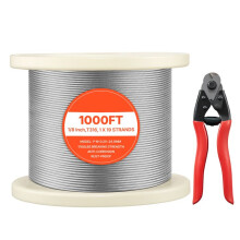 Cabo de Aço Inoxidável-Duoku-3,2 mm x 304,8 m-Fio inox 316 Trançado para Guarda-corpos de Terraço-Estrutura 1x19 Fios