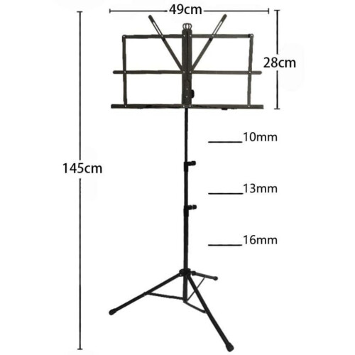 Foldable Music Stand Adjustable Dual Use for Guitar and Violin, Durable Iron Construction Black 1