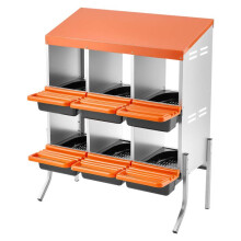 Pondoir à Poules-Duoku-6 Compartiments-Acier galvanisé et plastique-avec Pieds de Support-79,5x52,5x99 cm