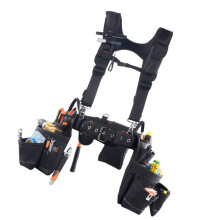 Cinturão Porta-ferramentas com Alças-Duoku-19 Bolsos-Circunferência Ajustável 80-131 cm-Bolsa Removível