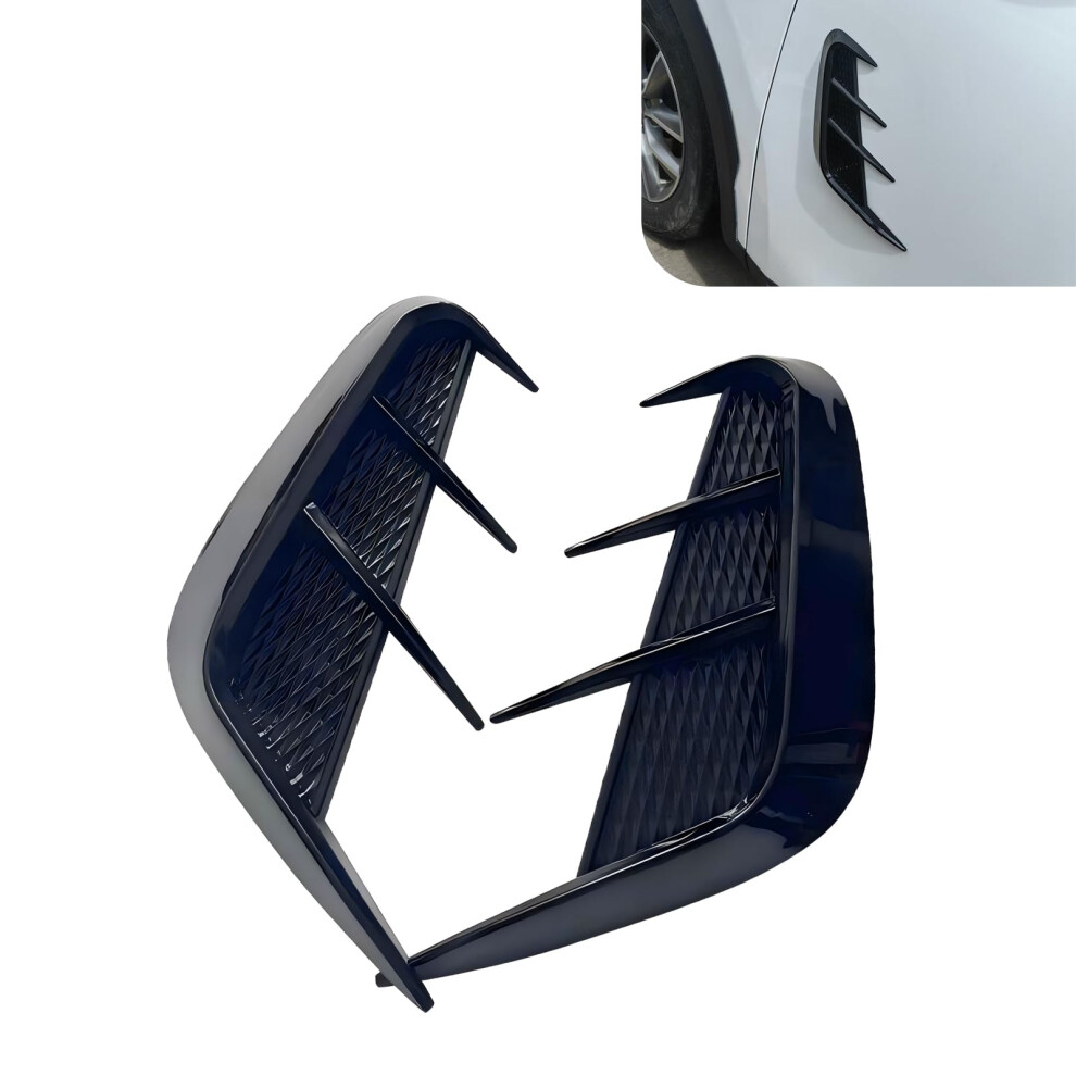 2 Pcs Car Fender Stickers With Scratchresistant Side Vent Trim, Sporty Glossy Spoiler, Universal Fit, Black 9070919798740