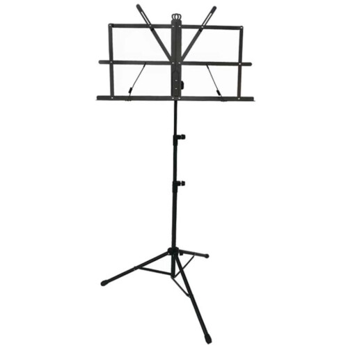 Foldable Music Stand Adjustable Dual Use for Guitar and Violin, Durable Iron Construction Black 2