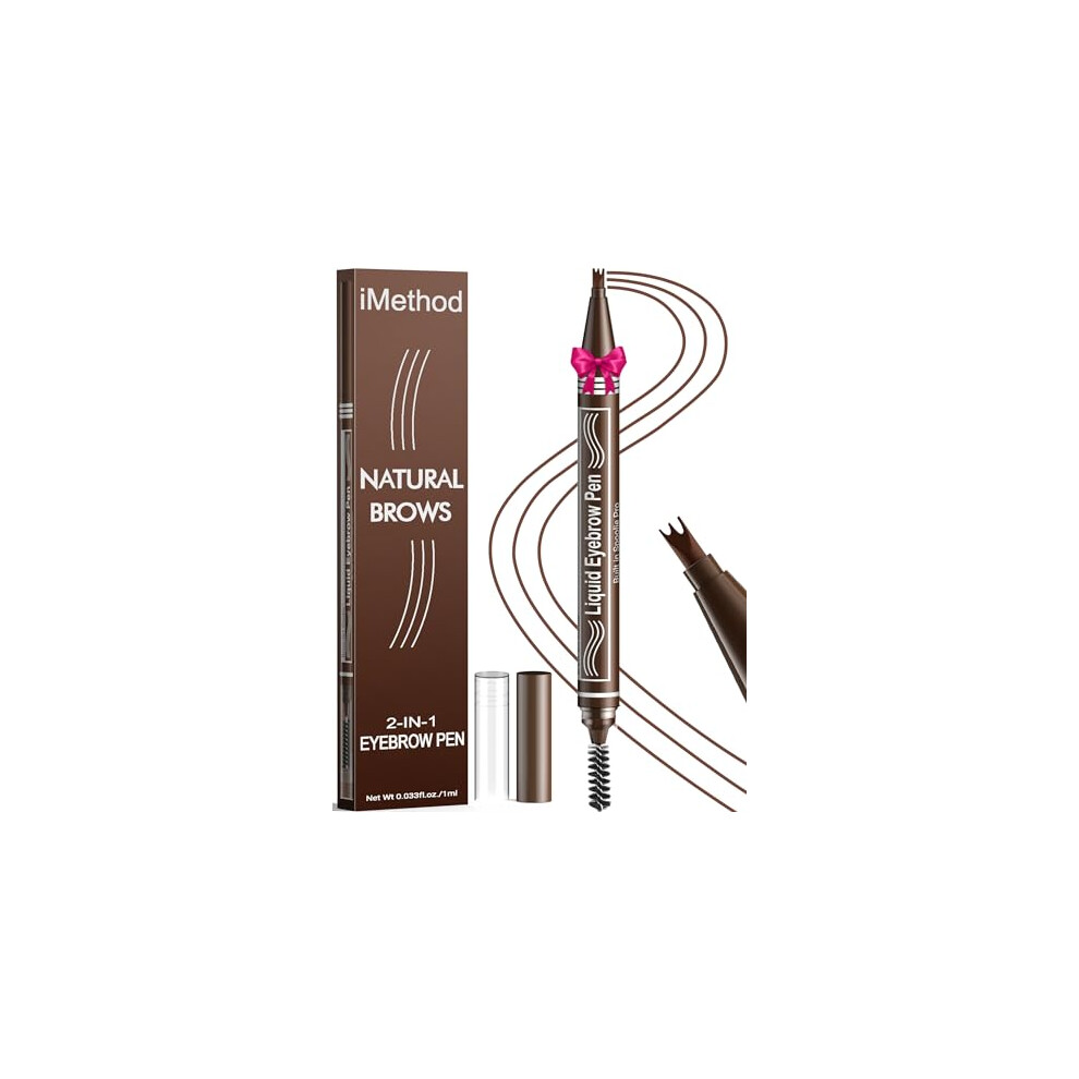 Red,Brown Waterproof Microblading Eyebrow Pencil With 3Fork Tip And Spoolie Brush, Reddish Brown For Auburn Hair