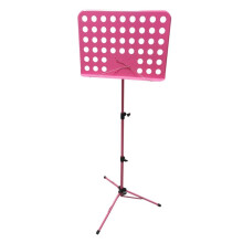 Music Stand Adjustable Folding Telescopic Tripod with Rotating Bookplate Portable Metal Pink