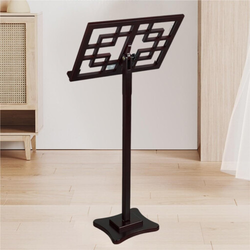 Adjustable Solid Wood Music Stand with Stable Height Lock, Dual Stand Mode, Foldable Portable Design, Black 2